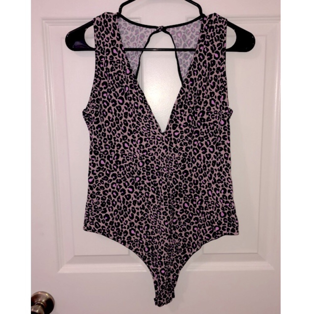 V-Neck Purple Cheetah Bodysuit